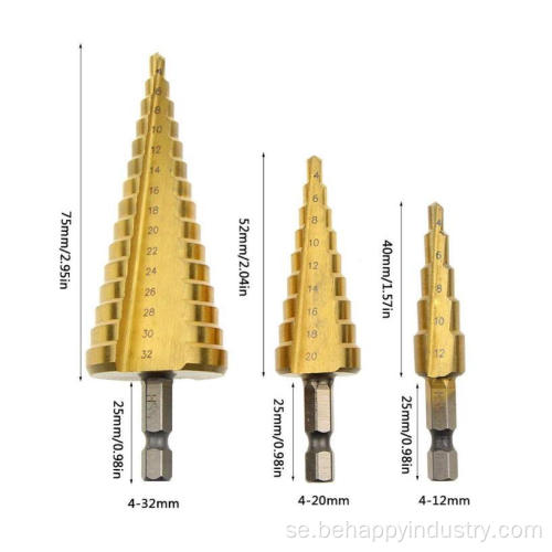 3st höghastighetsstål Steg Drill Bit Set